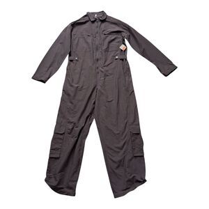 Free People Dark Charcoal Utility Jumpsuit